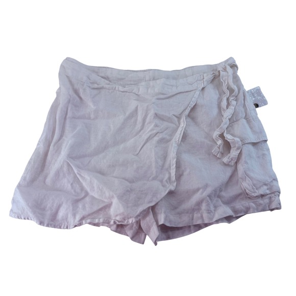 Joie Pants - Joie White 100% Linen Wrap Skort Women Large Cargo Pocket Side Tie Casual Summer